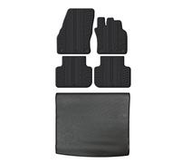 Travall Rubber Boot Mats & Car Mats Bundle compatible with Audi Q3 (2018-Current) High Floor Heavy Duty Floor Mats Moulded Premium Mats Easy Clean Black with Clips - Anti Slip All-Weather Protection