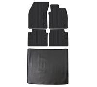 Travall Rubber Boot Mats & Car Mats Bundle compatible with Ford Focus Estate (2014-2018) Heavy Duty Floor Mats Moulded Premium Mats Easy Clean Black with Clips - Anti Slip All-Weather Protection