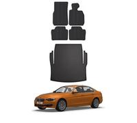 TRAVALL Rubber Car Mats & Boot Liner for BMW 3 Series (2012-2019) [Saloon] | Bundle Premium Heavy-Duty Tailored Fit Easy-Clean Complete Protection Waterproof Car Accessories Floor Mat Boot Mat