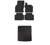 TRAVALL Rubber Boot Mat & Floor Mats Bundle compatible with VW Passat (2014-2019) Estate Premium Rubber Car Mats Easy to Clean Black Anti Slip All-Weather Protection