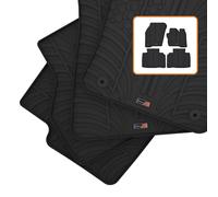 TRAVALL Rubber Car Mats (set of 4) compatible with Ford Edge (2014-Current) Heavy Duty Floor Mats Moulded Premium Mats Easy Clean Black with Clips - Anti Slip All-Weather Protection