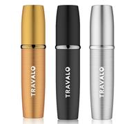 Travalo LUX Perfume Atomizer Bundle - Leak-Proof and TSA Approved for Air Travel - Reusable, Easy Fill Mini Pump Sprayer - Lightweight, Brushed Polished Metal - Gold, Black, Silver - 3 Pack