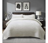 Travan Luxury Velvet Quilt Set Queen Size, Lightweight Velvet Comforter Set, Soft Warm Queen Quilt Bedding Set, Oversized Bedspread Coverlet with 2 Shams for All Season, Cream White