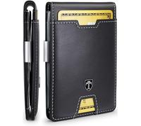 TRAVANDO Austin Men's Slim Wallet with Money Clip RFID Blocking Bifold Credit Card Holder for Men with Gift Box, Black and White, Standard Size, Minimal