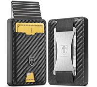 TRAVANDO Men's Minimalist Slim Wallet with Money Clip - RFID Blocking Aluminium Card Holder - Black