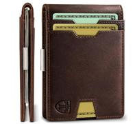TRAVANDO Money Clip Wallet - RFID Protected Leather Wallet for Men for 11 Cards - including Gift Box, Brown Vintage, Money Clip Wallet