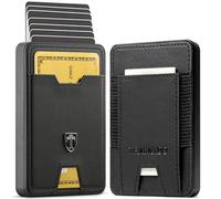 TRAVANDO Swype Slim Wallet for Men with Money Clip Metal RFID Blocking Mens Wallet Front, Black