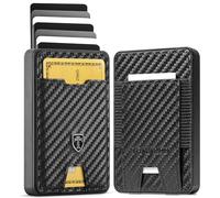 TRAVANDO Swype Slim Wallet for Men with Money Clip Metal RFID Blocking Mens Wallet Front, Carbon, Money Pocket