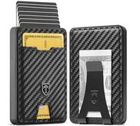 TRAVANDO Swype Slim Wallet for Men with Money Clip Metal RFID Blocking Mens Wallet Front, Carbon, Money Clip