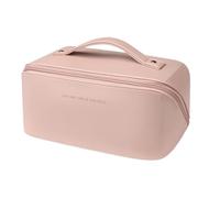 Travel Accessories Wash Bag Travel Cosmetic Bag Portable Cosmetic Bag Women's Open Flat Cosmetic Box Storage Bagb Beauty Storage Bag(Pink)