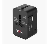 Travel Adapter with USB C, Universal All in One Worldwide Travel Adapter Power Converters Wall Charger AC Power Plug Adapter USB Type C Charging Ports for USA EU UK AUS Black