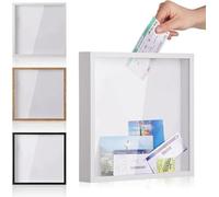 Travel Adventure Archive Shadow Box, Adventure Archive Box Frames Wood, Travel Memorys Box Keepsake, Picture Frame For Filling, Ticket Stub Shadow Box Frame With Slot, Travel Ticket Collection Box