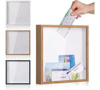 Travel Adventure Archive Shadow Box, Adventure Archive Box Frames Wood, Travel Memorys Box Keepsake, Picture Frame For Filling, Ticket Stub Shadow Box Frame With Slot, Travel Ticket Collection Box