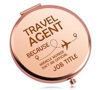Travel Agent Gift for Women Compact Mirror Gifts for Travelers Appreciation Presents for New Retiring Agents Traveling Present for Her Friend Colleague Christmas Birthday Gift Folding Makeup Mirror
