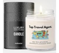Travel Agent Gifts - Luxury Soy Wax Candle - Vanilla, Jasmine, Sugared Almond - Makester