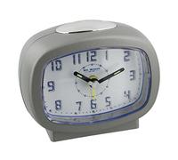 Travel Alarm Clock Blue LED Light Snooze + AA Battery (Silver)