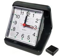 Travel Alarm Clock Folding Case Compact Quartz Travel Alarm Clocks Battery Operated with Clear Arabic Numbers Portable Alarm Clock Small for School Bedside Travel Office Desk (not included Battery)