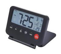 Travel Alarm Clock Small Digital Clock Folding with Backlight Calendar Temperature 12/24H Snooze Weekend Mode Mini Portable LCD Display Alarm for Back to School Supplies Black(Batteries Not Included)