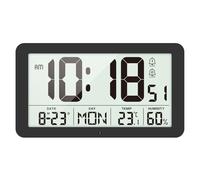 Travel Alarm Clock with Dual Alarm, Auto Dimming Backlight, Temperature & Humidity Display, Snooze, Daylight Saving Time, Folding Battery Digital Clock(Black)