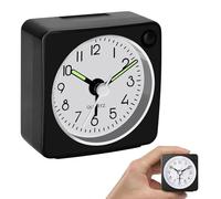 Travel Alarm Clock with Snooze and Light Function, Ultra Small and Super Silent Non-Ticking, Battery Operated, Easy to Set Up, Portable and Compact for Travel and Home Use (Battery not included)