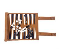 Travel Backgammon Set - Portable 18.5inch Leather Backgammon Sets - Roll-Up Travel Backgammon Game -Tactical Board Game Ideas (Brown Leather)