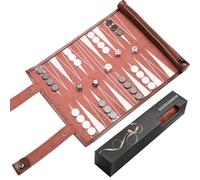Travel Backgammon - Solid Wood Backgammon Game - Classic Board Game for Families, Travel and Strategy Enthusiasts - Portable and Durable (Brown