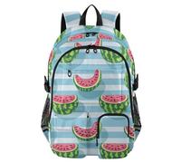 Travel Backpack for Men Women Multi Green Watermelon Light - Blue Stripes Cartoon Style School Bookbag for Teen Boys 17 5 inch Backpack Work Business Back Pack mochilas grandes para hombres