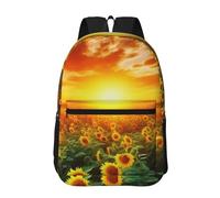 Travel Backpack for Women Men 17inch Waterproof Carry On Backpack Dreamlike Sunset Of A Sunflower Field Laptop Backpacks
