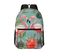 Travel Backpack for Women Men 17inch Waterproof Carry On Backpack Flamingo Love Flowers Laptop Backpacks