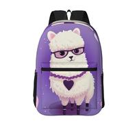 Travel Backpack for Women Men 17inch Waterproof Carry On Backpack Love alpaca purple Laptop Backpacks