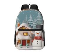 Travel Backpack for Women Men 17inch Waterproof Carry On Backpack Snowman and Village Laptop Backpacks