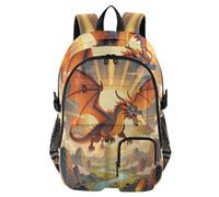 Travel Backpack Mystical Winged Dragon Fire College School Bookbag 17.5"