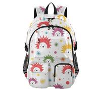 Travel Backpack Rainbow Playful Porcupine School Bookbag for Teen Boys