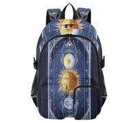 Travel Backpack Sun and Moon Tarot Work College School Bookbag 17.5"
