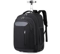 Travel Backpack with Wheels for Men Women, 18inch Wheeled Backpack Laptop Trolley Bag on Wheel Large Waterproof Rolling Rucksack on Wheels Carry on Luggage Bag Durable Suitcase College bags (Black)
