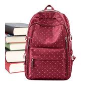 Travel Backpack Women Waterproof Girls Nylon Laptop Book Bag, red, See