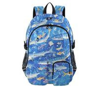 Travel Backpacks Cartoon Barracuda Cream Blue Work College School Bookbag | 17.5 inch,Laptops Backpack,Business Back Pack,mochilas grandes,7-18