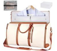Travel Bag, 2 in 1 Foldable Waterproof Large Capacity PU Leather Duffle Bag with Toiletry Pocket