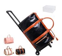 Travel Bag, 2 in 1 Foldable Waterproof Large Capacity PU Leather Duffle Bag with Toiletry Pocket