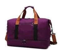 Travel Bag 2pcs Travel Bags for Women Large Capacity Men's Sports Bag Weekend Sac Voyage Female Messenger Bag Dry and Wet for Weekender Overnight Sports Gym(Purple)