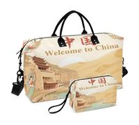 Travel Bag Carry on Bag with Toiletry for Trip 2 Pcs Set Welcome To China Scenery Culture
