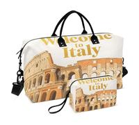 Travel Bag Carry On Shoulder Weekend Tote with Toiletry Bag for Trip Multifunctional Welcome To Italy Scenery Culture
