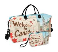 Travel Bag Carry On Weekend Bag with Adjustable Strap for Trekking Large Capacity Welcome To Canada Scenery Culture