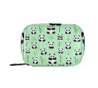 Travel Bag Day Pill Organizer for Purse Cute Panda bamboos Leaf Green