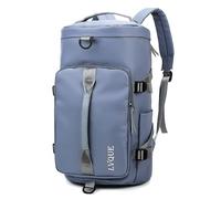 Travel Bag Duffle with Shoes Compartment - 55L Expandable Weekend Bag for Women, Padded Laptop Holdall with Wet Pocket, Combination & Shoulder Strap for Gym Overnight Carry On (Misty Blue)