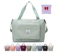 Travel Bag Expandable, Foldable Travel Duffel Bag, Large Capacity Folding Travel Bag, Lightweight Waterproof Weekender Overnight Bag for Women and Men (Mint)