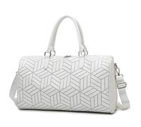 Travel Bag Female Laser Colorful Yoga Fitness Large Capacity Hand of Lading Shoulder Cross Carry on Luggage for Overnight Weekend Gym(White)