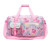 Travel Bag for Children Girls Ballet Bag Sports Bag Duffle Bag with Shoe Compartment Carry On Weekender, A-pink heart