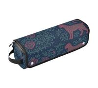 Travel Bag for Hair Tools and Heat Resistant Mat with Zipper, Waterproof Curling Iron, Travel Case for Irons, Straighteners, Curlers, Nordic Folk Decorative Print