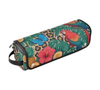 Travel Bag for Hair Tools and Mat Heat Resistant Waterproof Portable Open Flat Travel Bag for Straightener, Curling Iron, Hair Dryer, Tropical Luxury Leopard Print